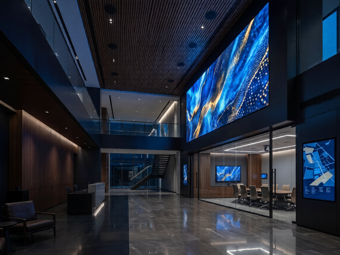 Professional AV and display technology in a modern corporate environment